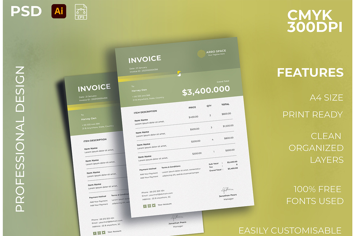 Corporate Invoice Design, a Stationery Template by kamalrawat_gd (Photo 1 of 2)