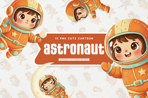 Playful Astronaut Cute Character, a Technology Illustration by Gohsantosa