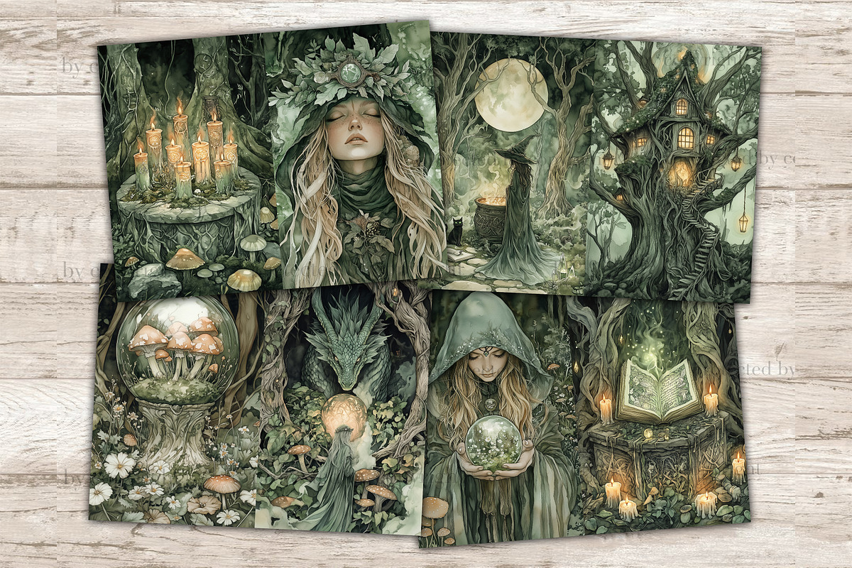 Forest Witch Junk Journal Kit, a Person Illustration by GlamArtZhanna (Photo 3 of 10)