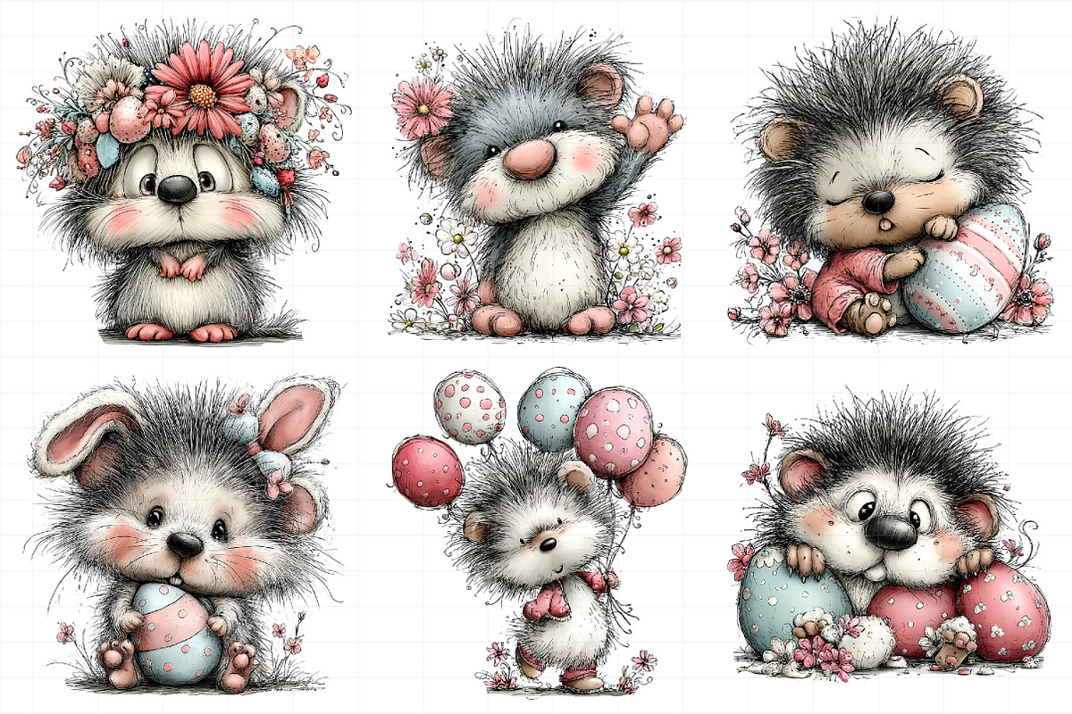 Whimsical Easter Hedgehog Clipart, an Illustration by Daily.Designs (Photo 8 of 8)