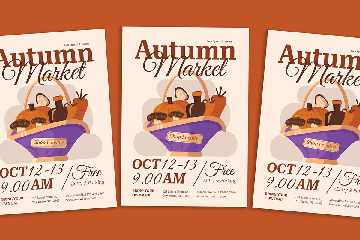 Autumn Market Flyer, a Flyer Template by Gumico Studio. (Photo 1 of 4)