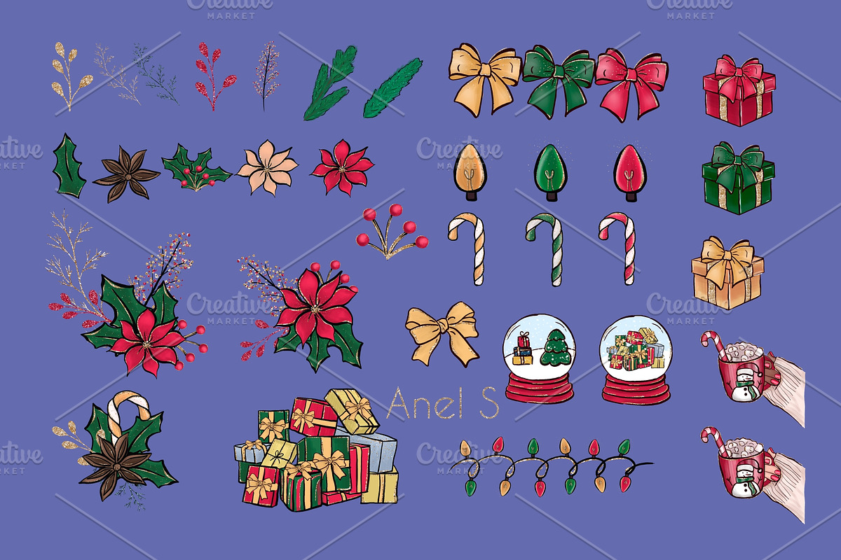 Christmas Elegant clip arts, an Illustration by Anel_S (Photo 4 of 4)