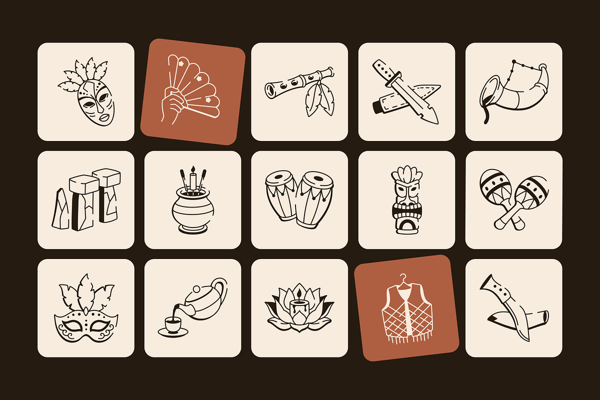 Culture Doodle Icon Set, an Outline Icon by Vectors Market (Photo 5 of 8)