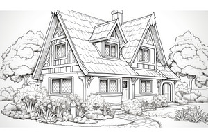 flower coloring book house ai, a Nature Photo by pikepicture