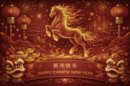 Fire Horse with Lanterns and Dancing, a Holiday Photo by Perpis