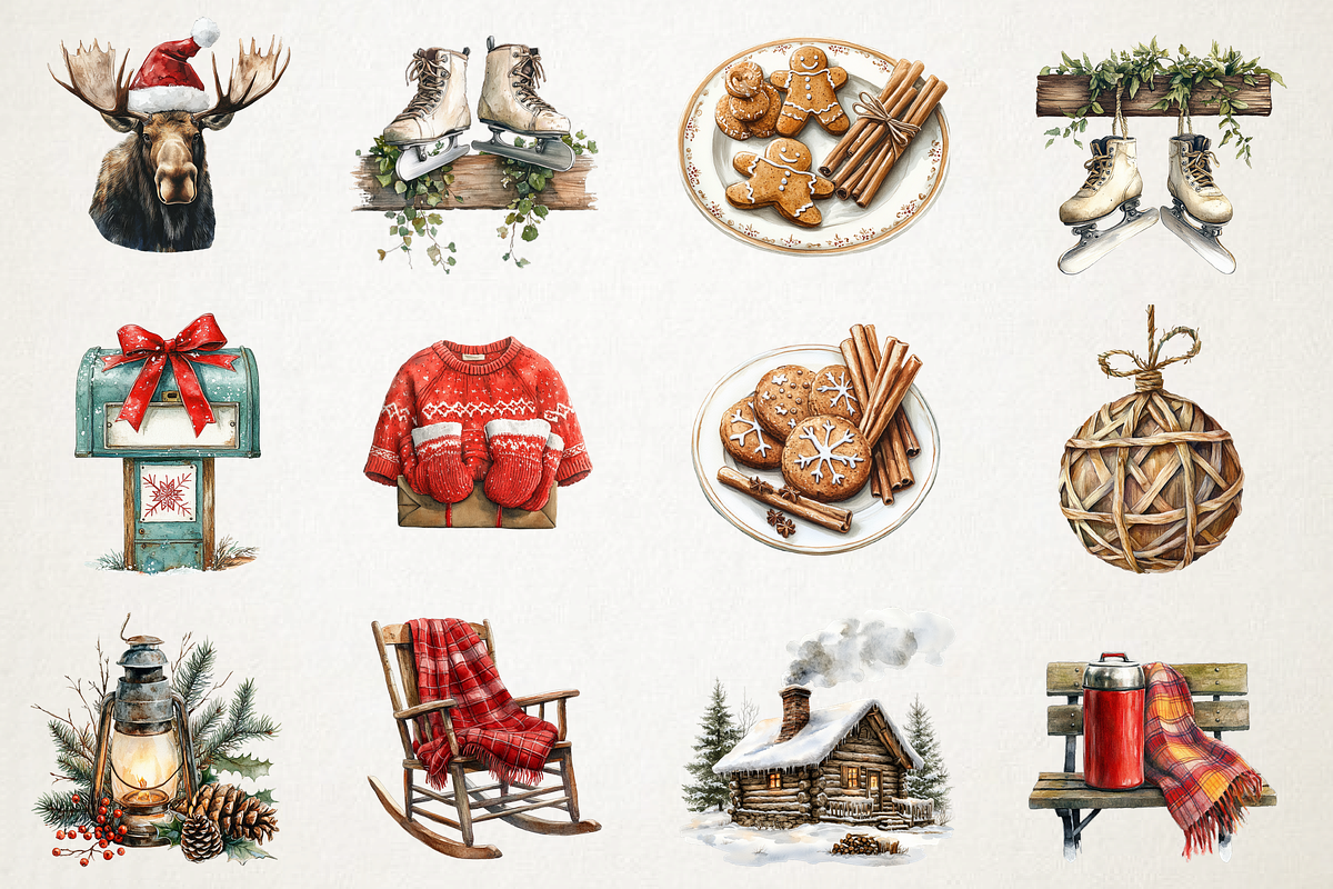 Cozy Cabin Christmas Winter Holiday, an Illustration by RobertsArt (Photo 4 of 7)