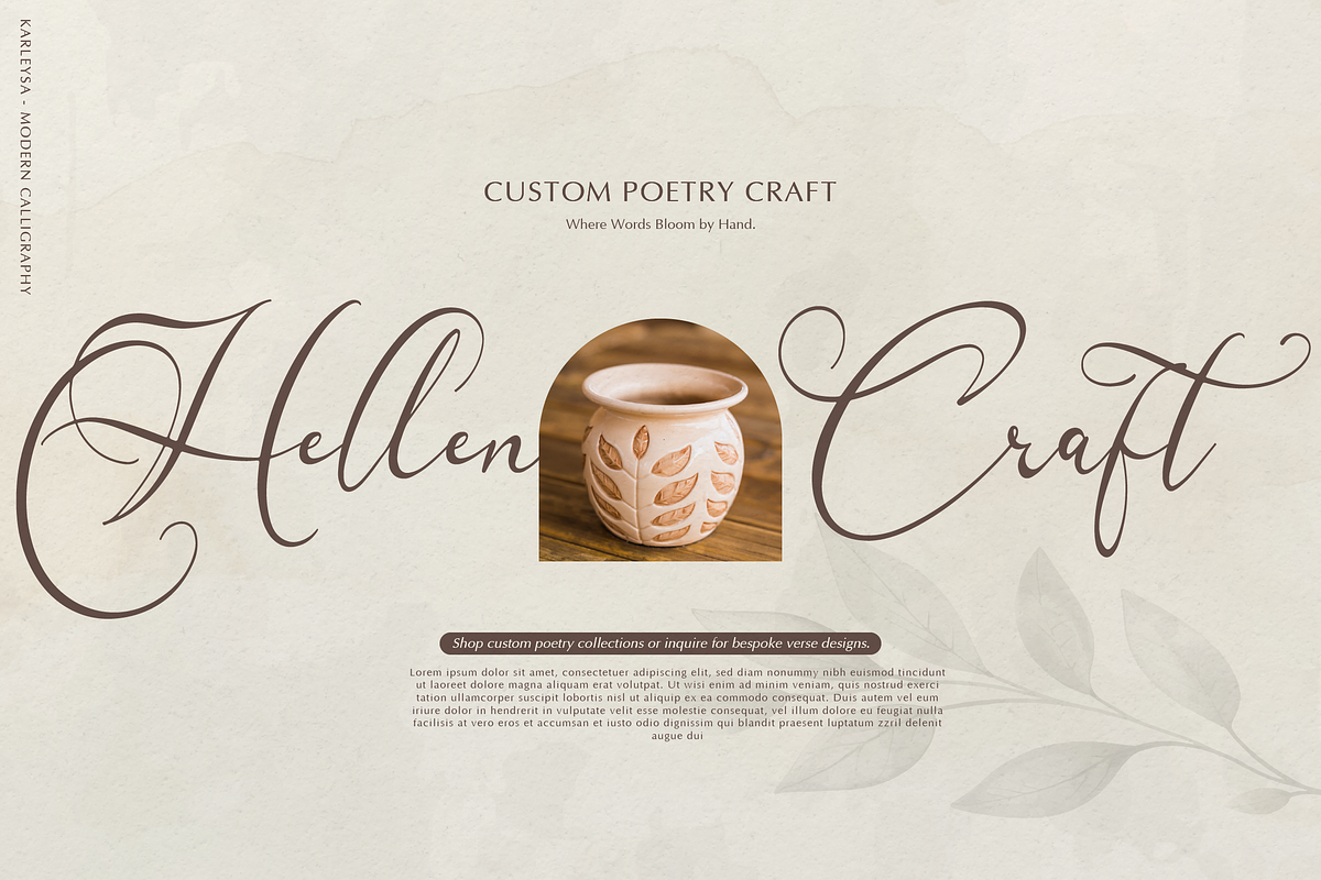 Karleysa | Modern Calligraphy, a Script Font by Denustudios (Photo 2 of 12)