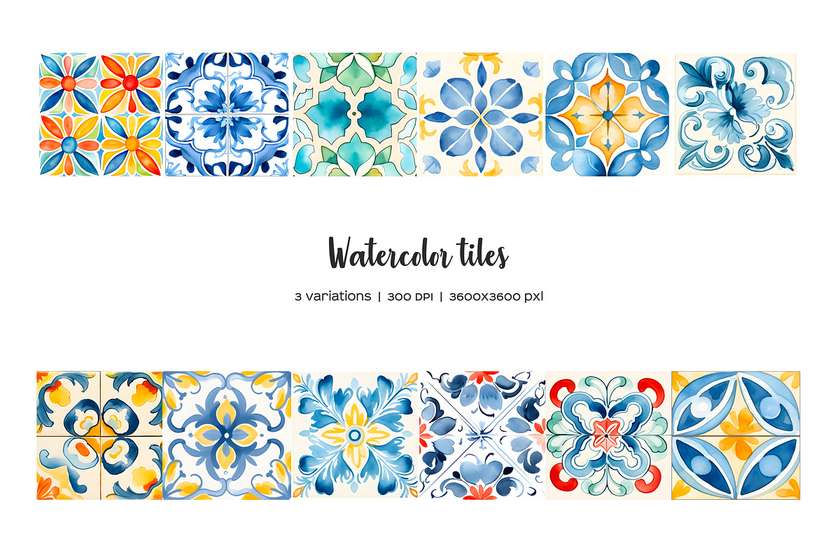 Watercolor seamless tiles clipart, a Pattern Graphic by Art and Funny (Photo 3 of 6)
