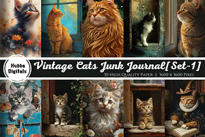 Vintage Cats Junk Journal, an Illustration by HubbaDigitals