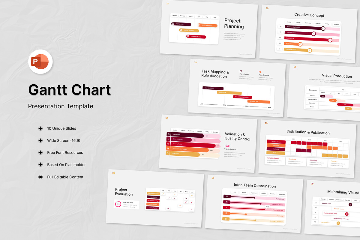 Gantt Chart Infographic PowerPoint, a Presentation Template by Antstheme (Photo 1 of 3)