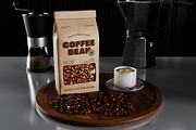 Coffee Bean Paper Bag Mockup, an Advertising Mockup by herutage (Thumbnail 3 of 4)