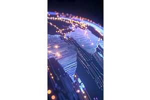 Global digital network illuminated, a Technology Illustration by Lermont51