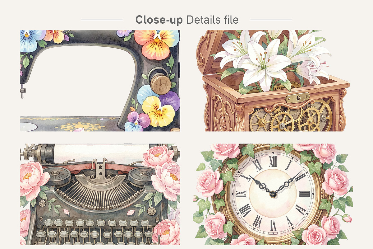 Vintage Mechanical Floral, a Decorative Illustration by Artnoy (Photo 4 of 18)