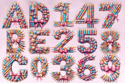 Candy Pencil Letters with Bows PNG, an Education Illustration by Dizzy Art Studio (Thumbnail 1 of 2)