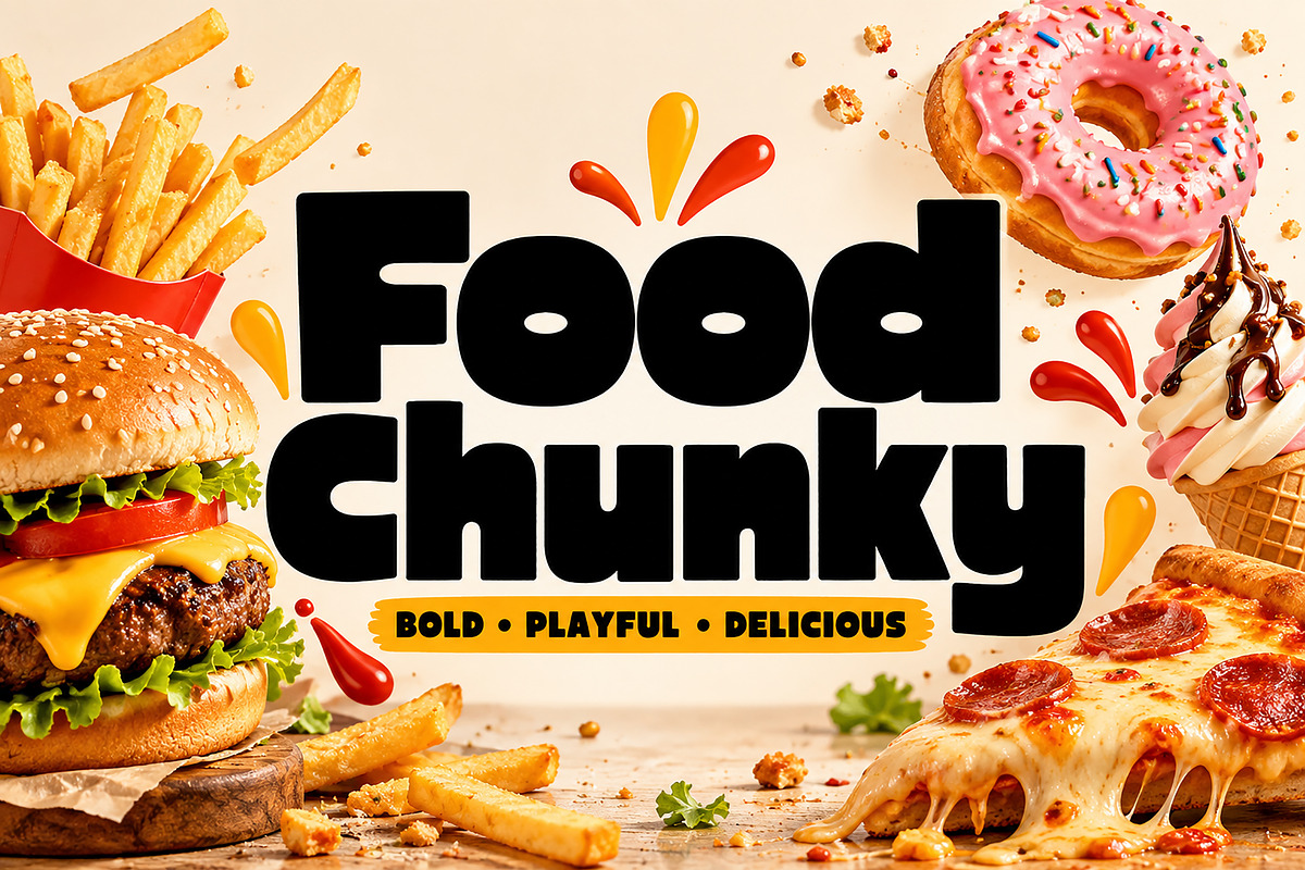 Food Chunky, a Slab Serif Font by Wow Magic (Photo 1 of 5)