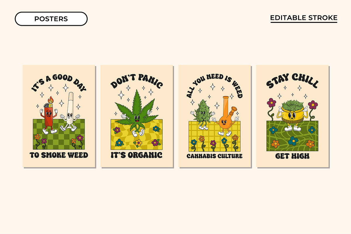 Groovy Style Cannabis Collection, an Object Graphic by semenova.sense (Photo 3 of 9)