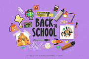 BACK TO SCHOOL: clipart and stickers, an Education Illustration by Elliko shop (Thumbnail 1 of 14)