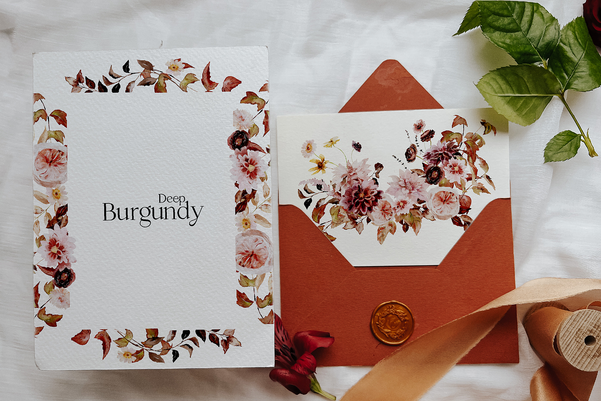 Deep burgundy - autumn watercolor, a Decorative Illustration by Youksy (Photo 6 of 12)
