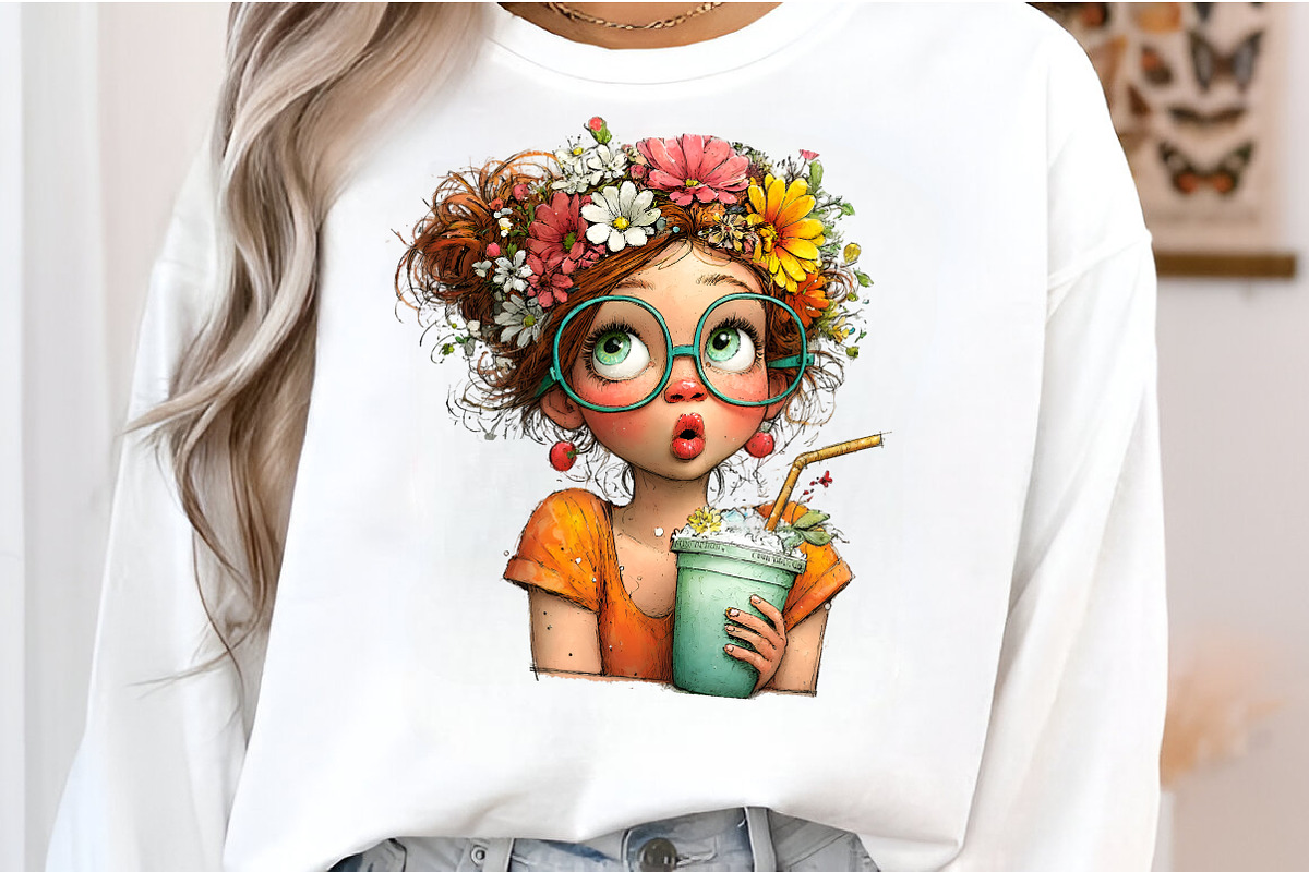 Whimsical Summer Coffee Girl Clipart, an Illustration by GatewayDesign (Photo 4 of 6)