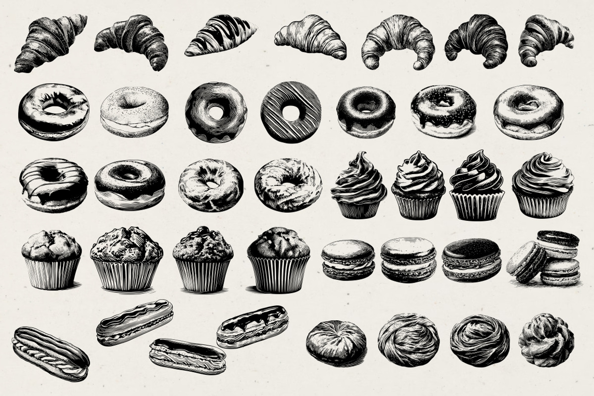 280 Vintage Bakery Illustrations, a Food Illustration by Nocturnal Wolf (Photo 9 of 15)