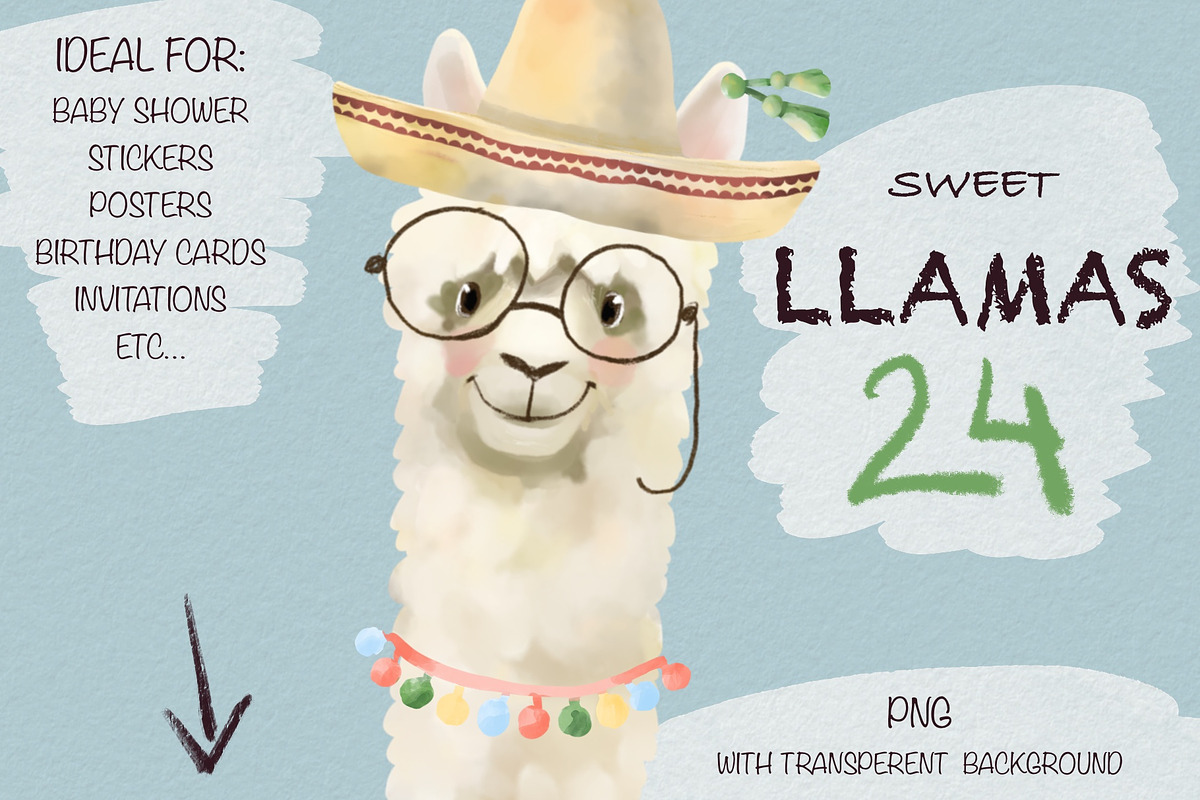 Llamas Watercolor, an Animal Illustration by sheincar (Photo 1 of 4)