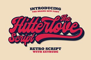 Hitterlove - Retro Bold Script, a Script Font by ahweproject