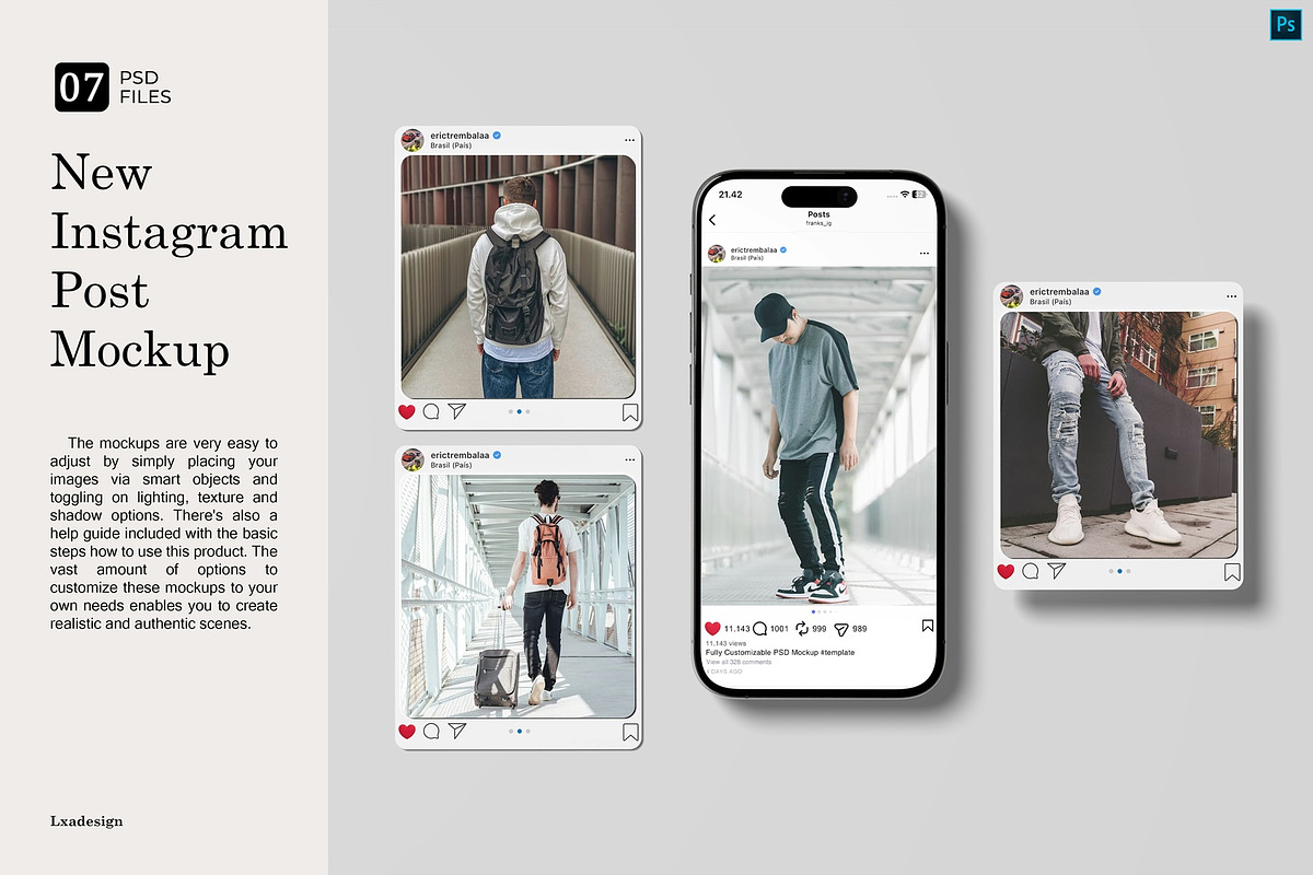 Social Media Instagram Mockup, an iPhone Mockup by Lxadesign (Photo 1 of 9)