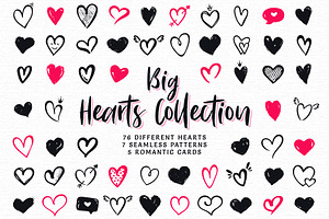 Hand drawn hearts. Big collection.