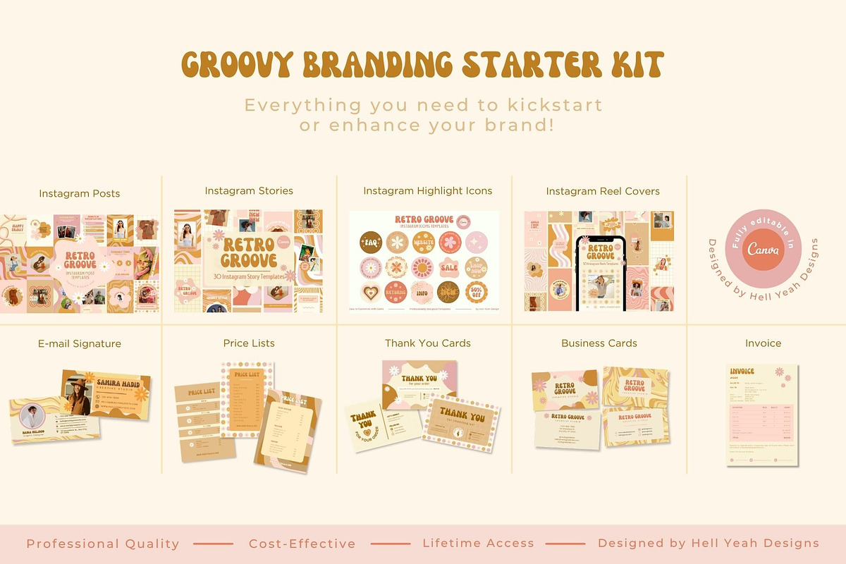 Retro Groove Branding Starter Kit, a Branding & Logo Template by Hell Yeah Designs (Photo 6 of 15)