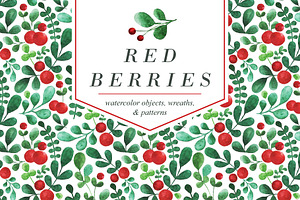 Red Berry Watercolor Clipart Set