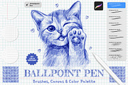 Ballpoint Pen Brushes for Procreate, a Brush Add-On by Julia Dreams (Thumbnail 1 of 6)