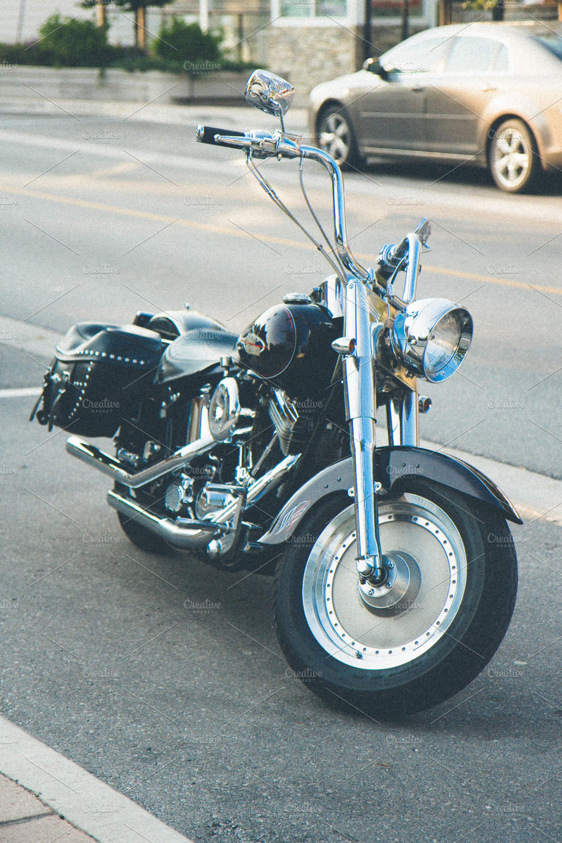 Motorcycle Parked On Street