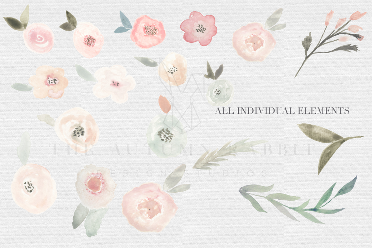 Spring Floral Watercolor Clipart Set, an Illustration by The Autumn Rabbit Ltd (Photo 2 of 2)
