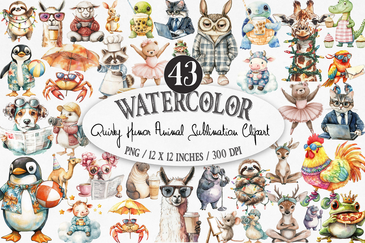 Quirky Humor Animal Sublimation, an Illustration by Designking (Photo 1 of 4)
