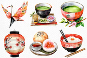 Watercolor Japan Clipart PNG, an Illustration by Craft Nest (Thumbnail 5 of 12)