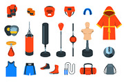 Boxing flat vector icons, a Sport Illustration by Vectorikart (Thumbnail 1 of 3)