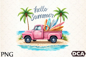 Hello Summer PNG, an Illustration by DreamCafeArt