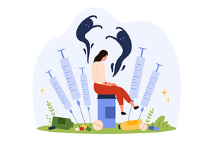 Female Drug Addiction Conceptual, an Object Illustration by Flashvector