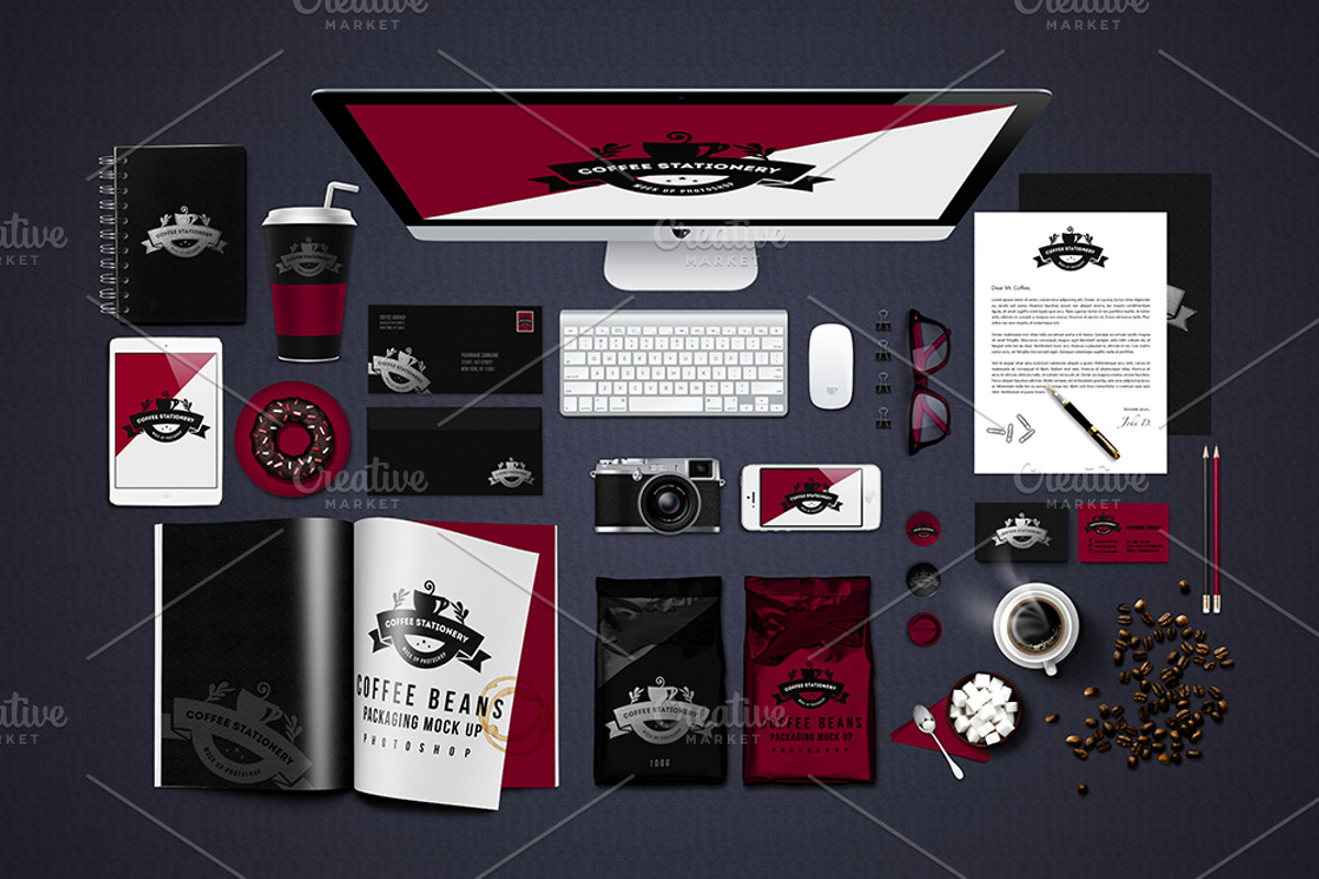 Coffee Stationery Mockup, a Cups & Container Mockup by MergeIdea (Photo 1 of 2)