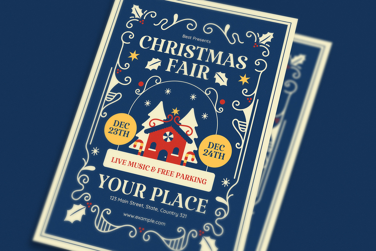 Retro Christmas Fair Event Flyer preview 2