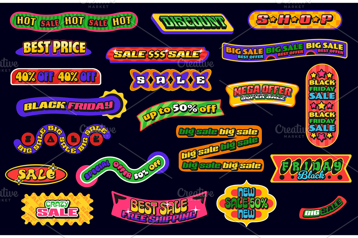Funky shopping and sale patch, an Object Illustration by Vector Tradition
