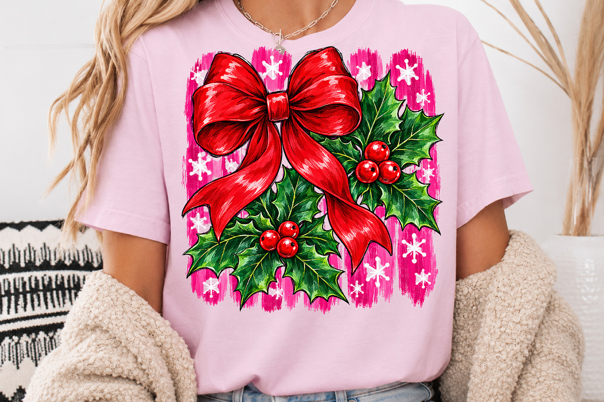 Coquette Red Christmas Bow Holly PNG, a Seasonal Illustration by Rose Art (Photo 3 of 4)