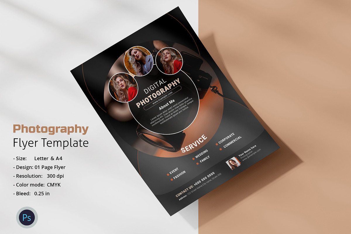Photography Flyer Template, a Flyer Template by crazyOWL (Photo 1 of 4)