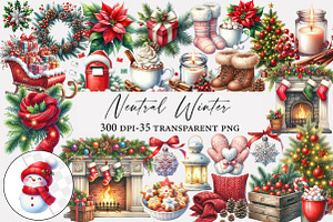 Watercolor Neutral Winter Bundle, an Illustration by Designworld