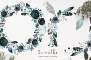 Boho Navy Peony Floral Clipart, a Decorative Illustration by whiteheartdesign (Thumbnail 4 of 9)