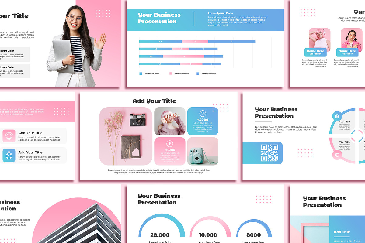 Pink Blue Powerpoint Template, a Presentation Template by SKY CREATION (Photo 5 of 6)