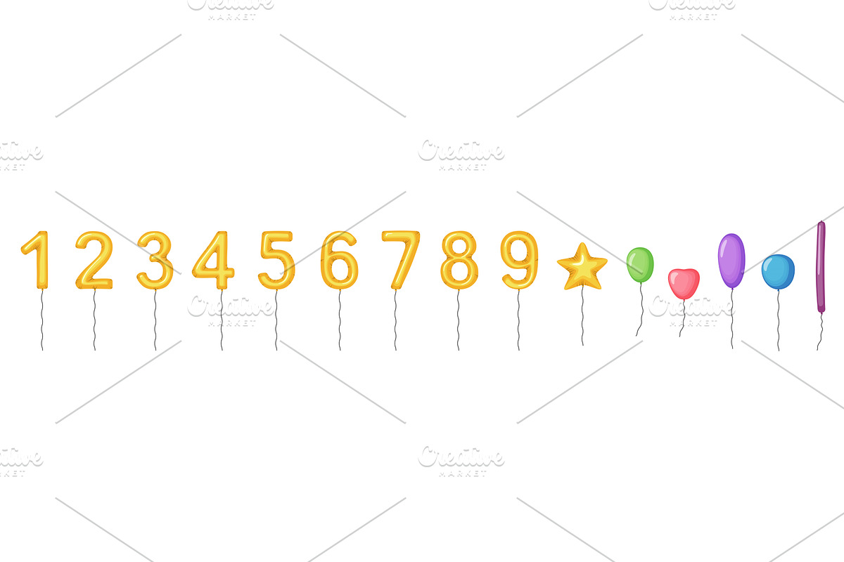 Balloons with gold numbers, an Object Graphic by bolotoff