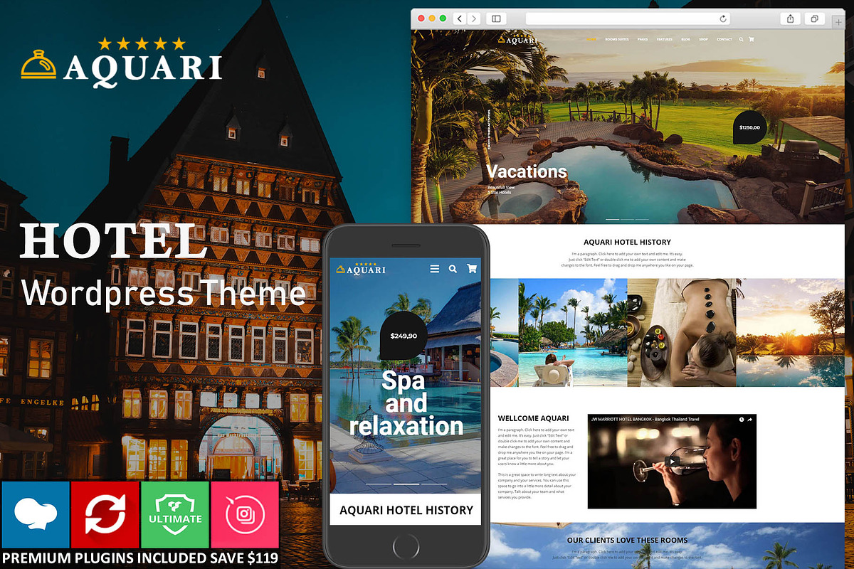 Aquari - Hotel, Resoft & Business, a WordPress Template by Cherry Wordpress Theme (Photo 1 of 10)