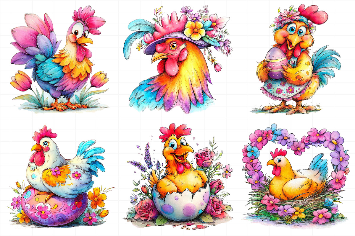 Floral Chicken Easter Hen Clipart, an Illustration by Daily.Designs (Photo 4 of 8)