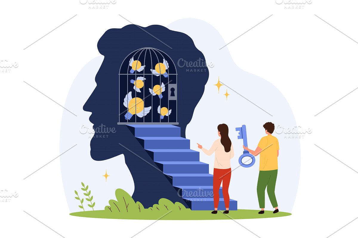 Unlocking Creative Ideas Mind, an Illustration by Flashvector